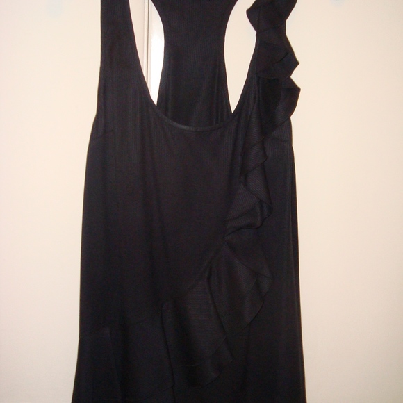 Ali Ro Black Ruffled Silk Sleeveless Tank Top Bouse SZ 12 - Picture 2 of 12